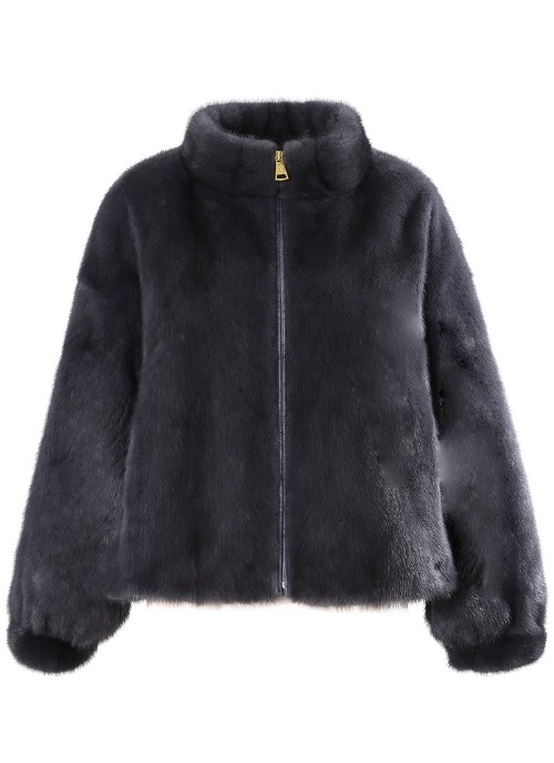 Zip-up mink coat [Charcoal]