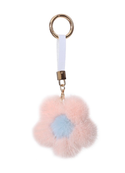 Mink flower key ring [Baby pink]