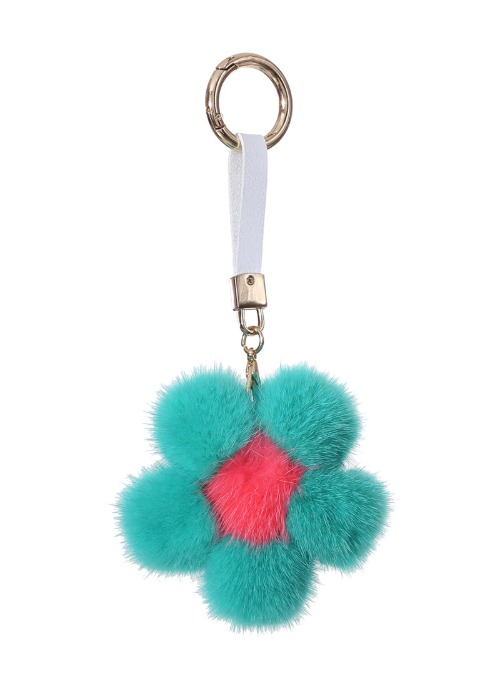 Mink flower key ring [Emerald]