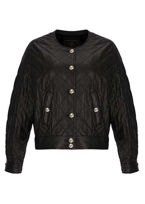 Quilted leather bomber