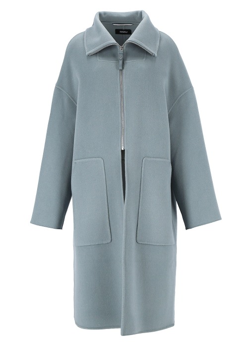 H zip-up cashmere coat [Blue]