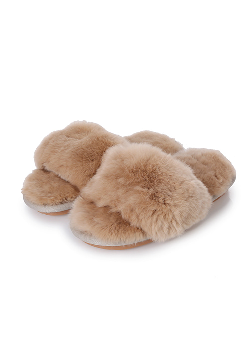 Fur slipper [Milk brown]