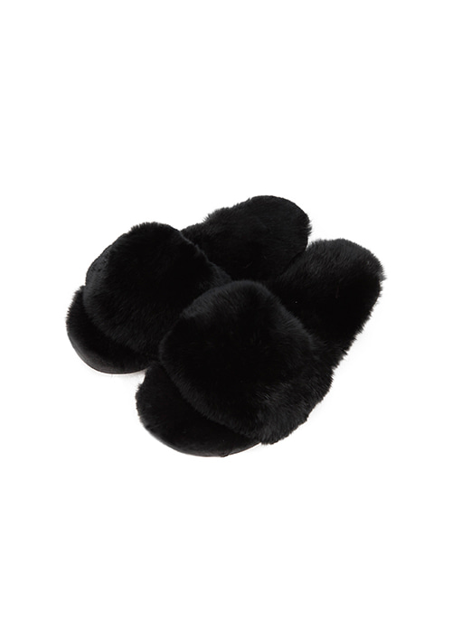 Fur slipper [Black]