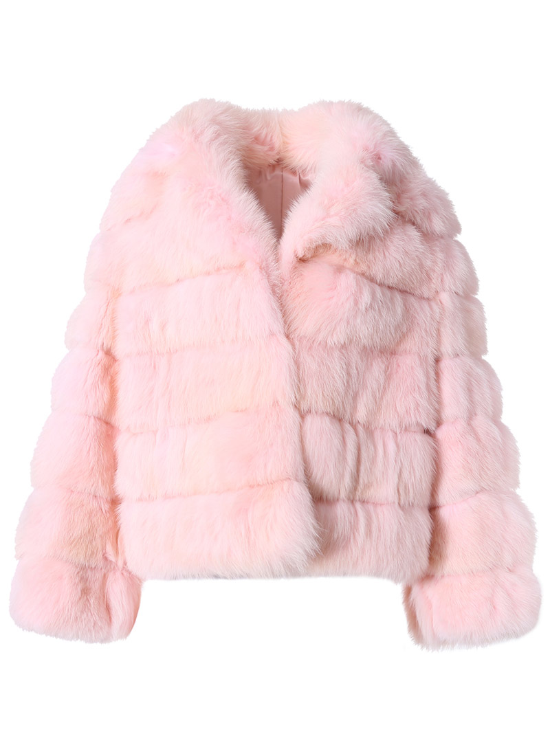 Double collar short sable fur coat [Pure pink]