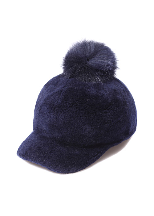 Lamb pompom hat [Navy]
