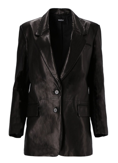 Suit leather jacket [Black]