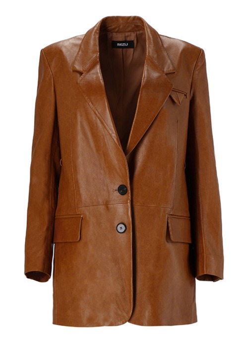Suit leather jacket [Brown]