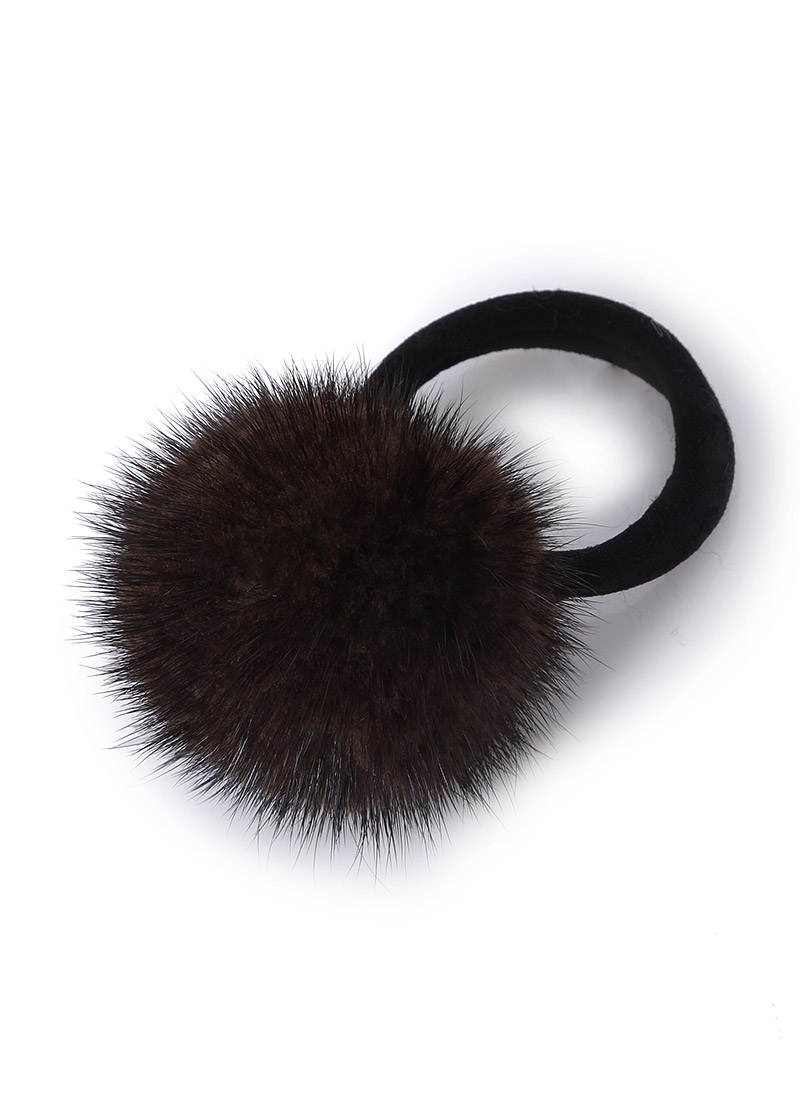 Mink hairband [Dark brown]