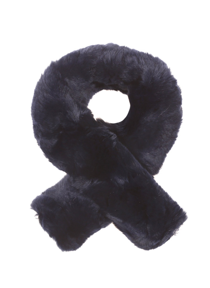 Mini fur scarf [Navy]