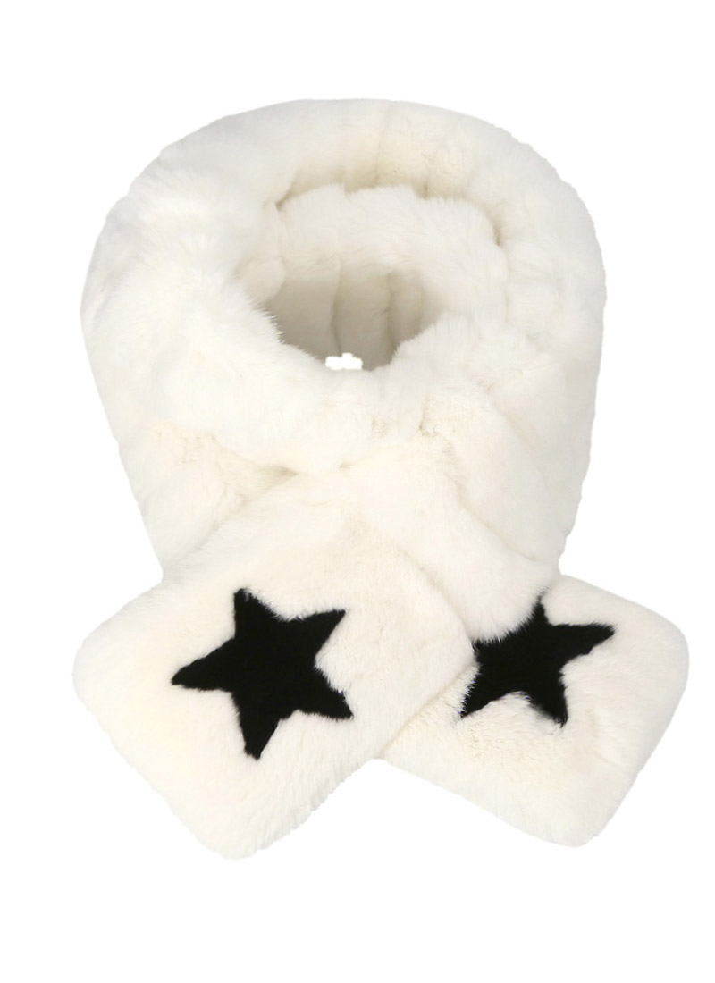 Star fur scarf [White]