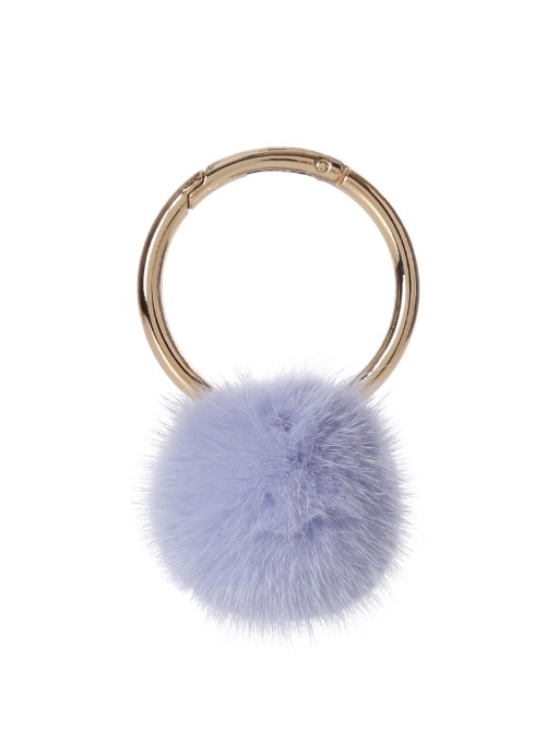 Mink pompom key ring [Baby blue]
