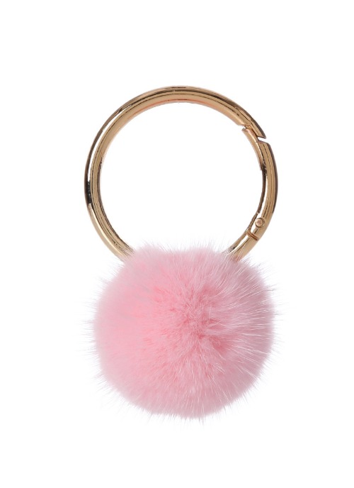 Mink pompom key ring [Baby pink]