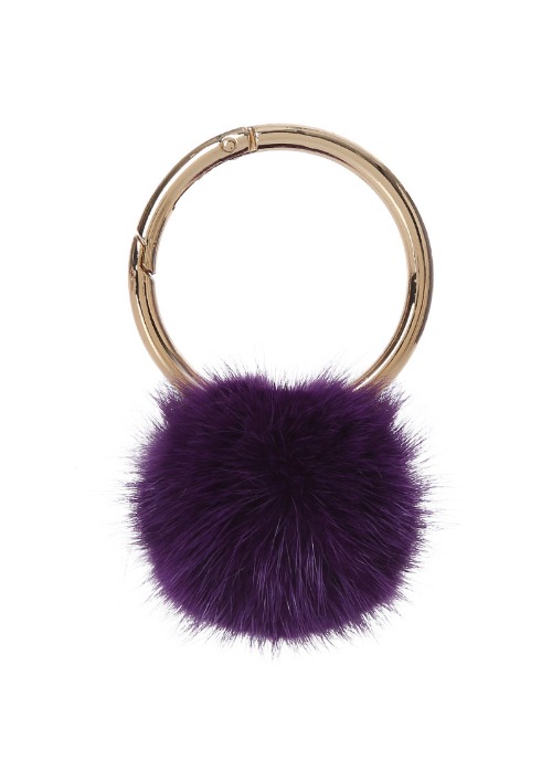 Mink pompom key ring [Purple]