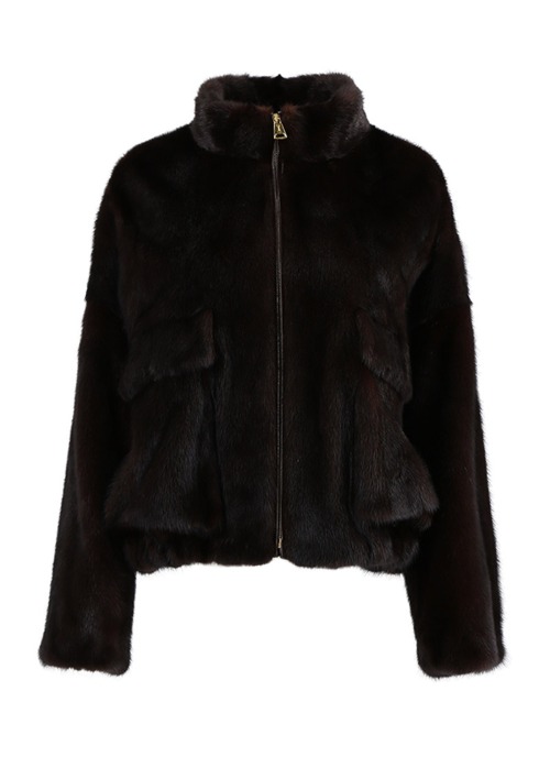 Mink army coat [Dark brown]