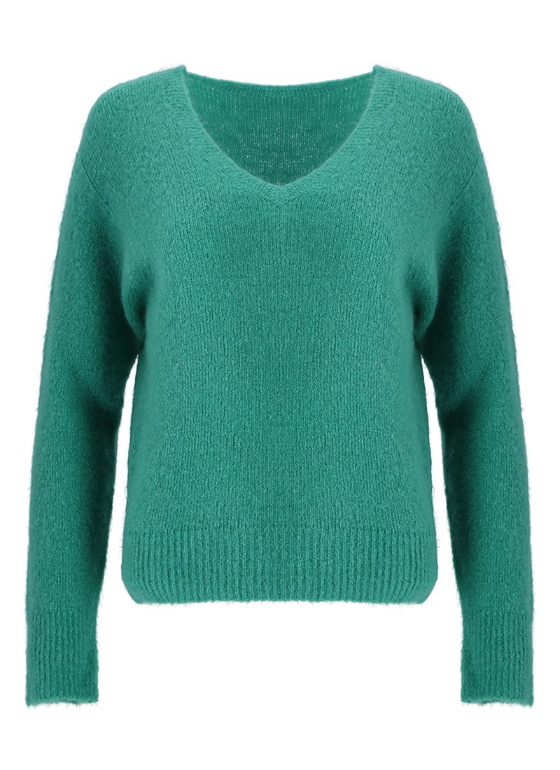 Mohair Vivid V-neck knit-T [Green]