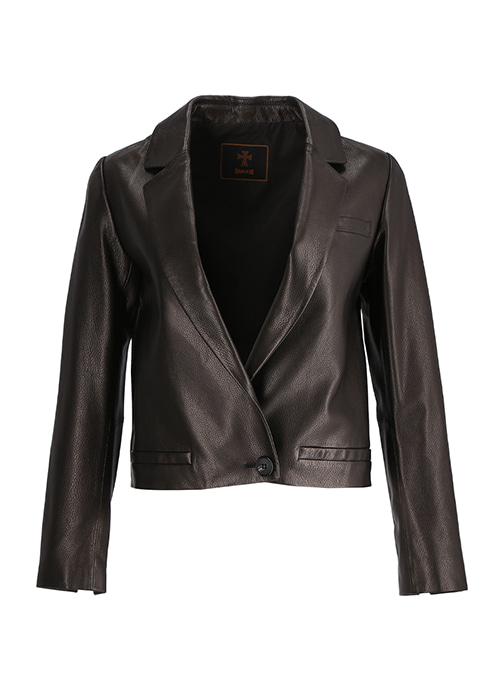 Leather crop jacket