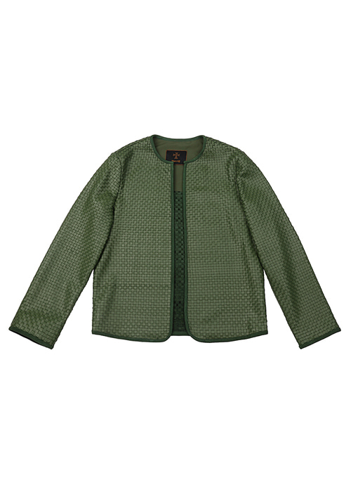 Weaving leather jacket	 [Green]