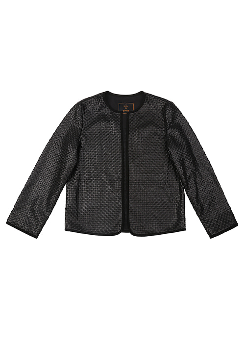 Weaving leather jacket	 [Black]