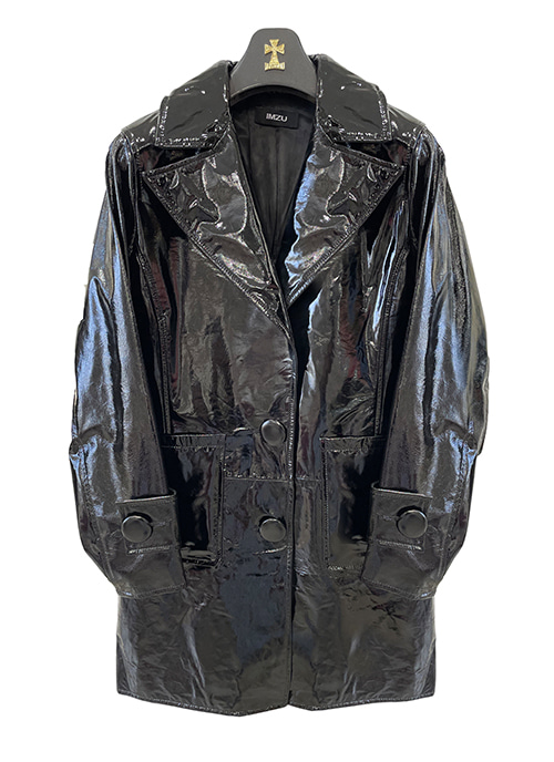 Enamel leather jacket [Black]