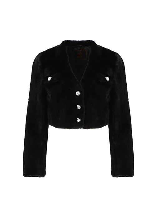 Crop mink jacket [Black]