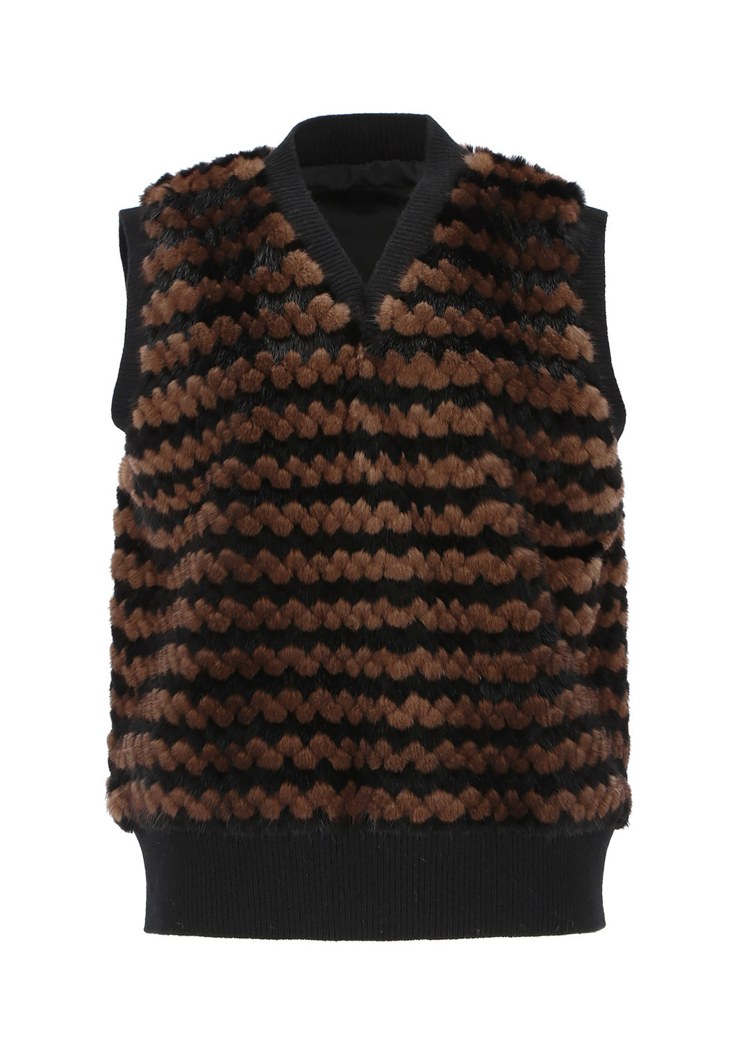 Mink knit vest [Brown]
