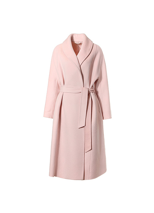 Round shawl collar cashmere coat