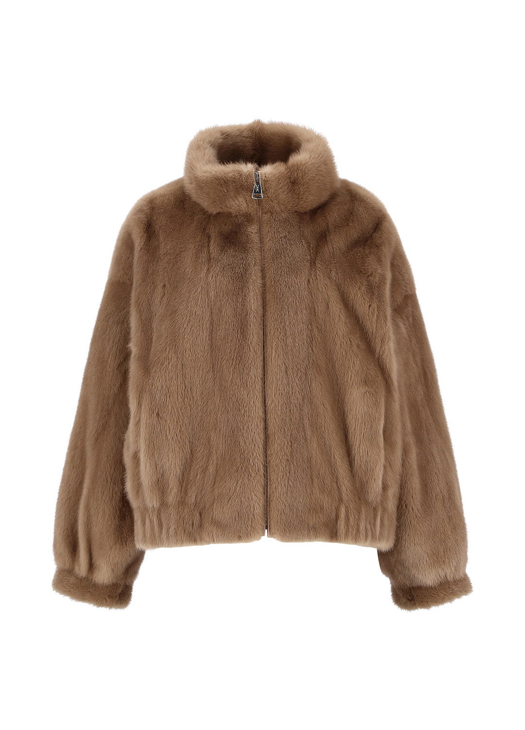 Zip-up mink coat [Milk brown]