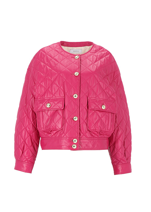 Quilted leather bomber [pink]