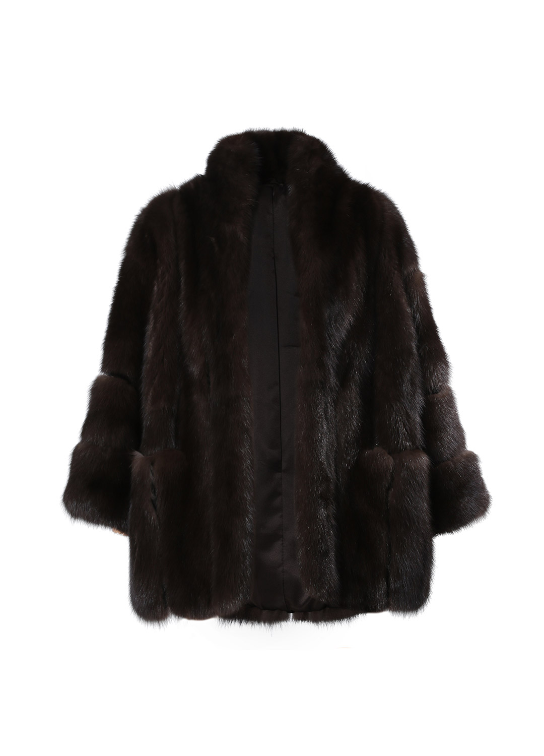 Dark brown shawl sable coat [Special grade fur]