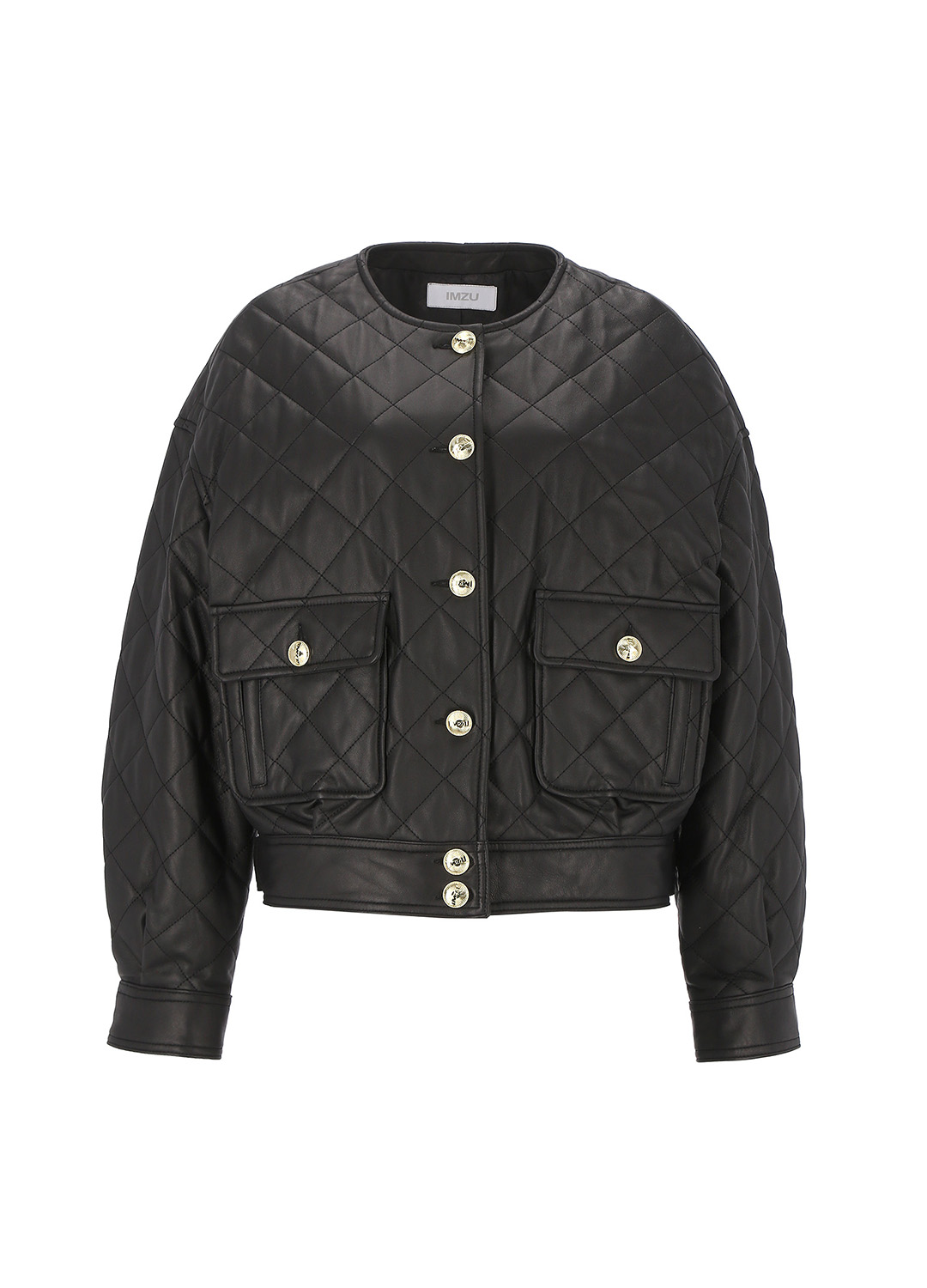 Quilted leather bomber [black]