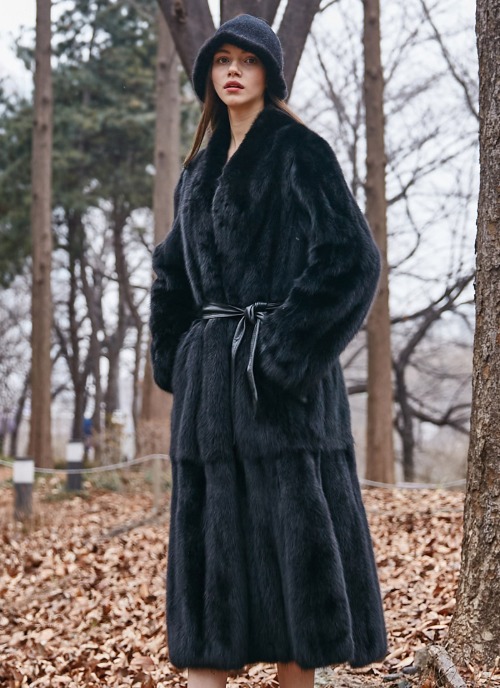 Black sable long coat