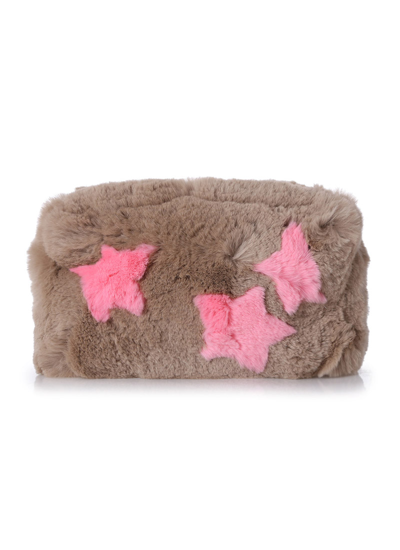 Mini fur bag - Star [Beige &amp; Baby pink]