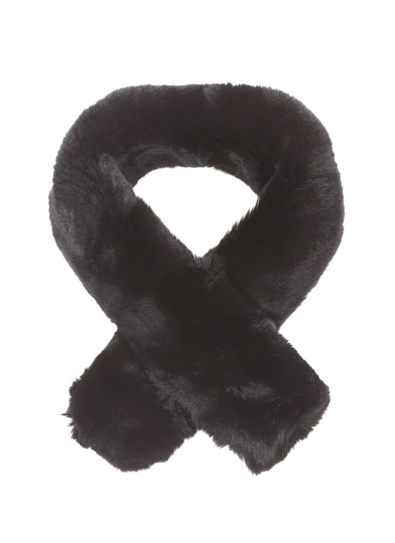 Mini fur scarf [Black]