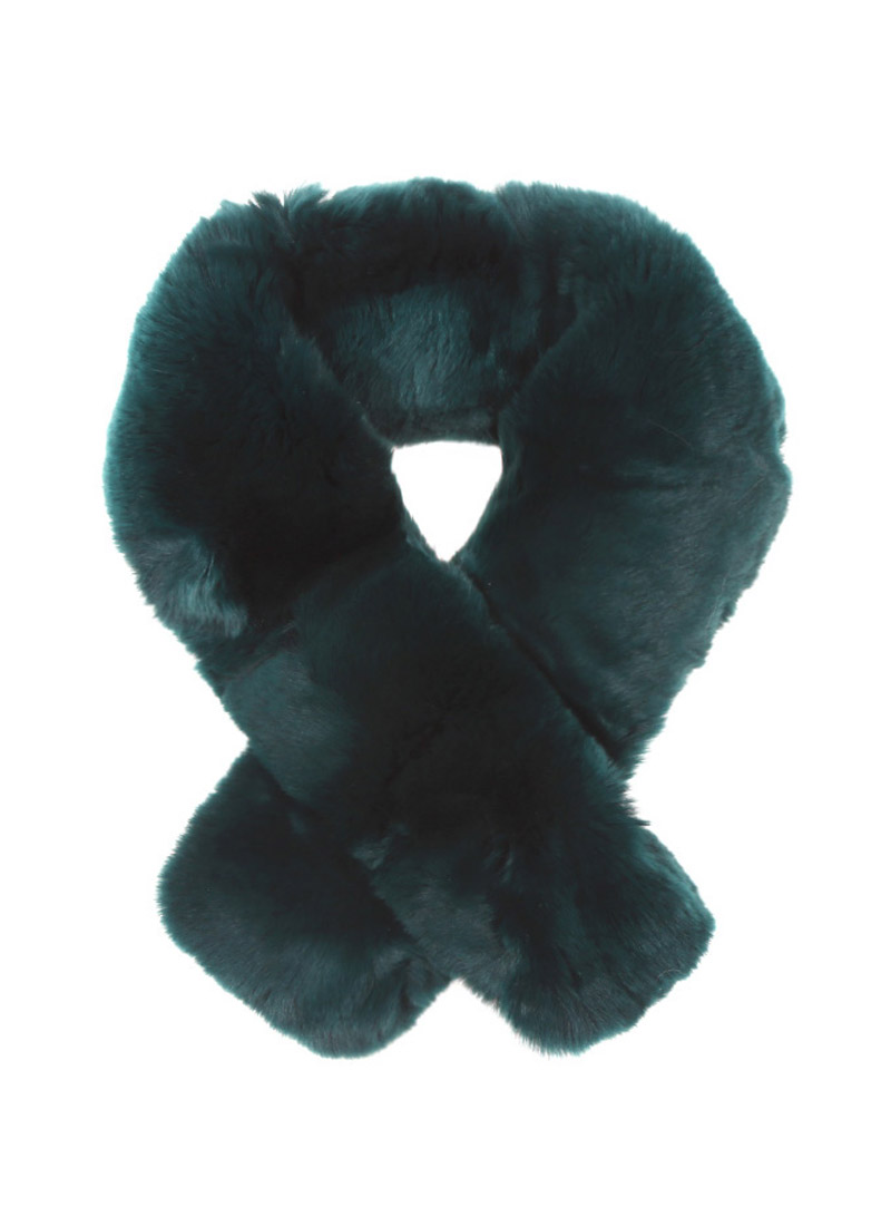 Mini fur scarf [Dark green]