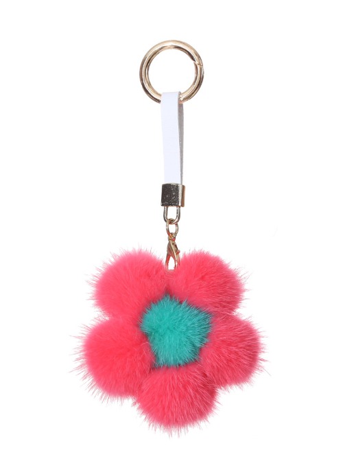 Mink flower key ring [Hot pink]