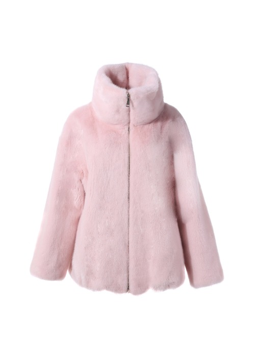 Mink high neck bomber jacket [Baby pink]