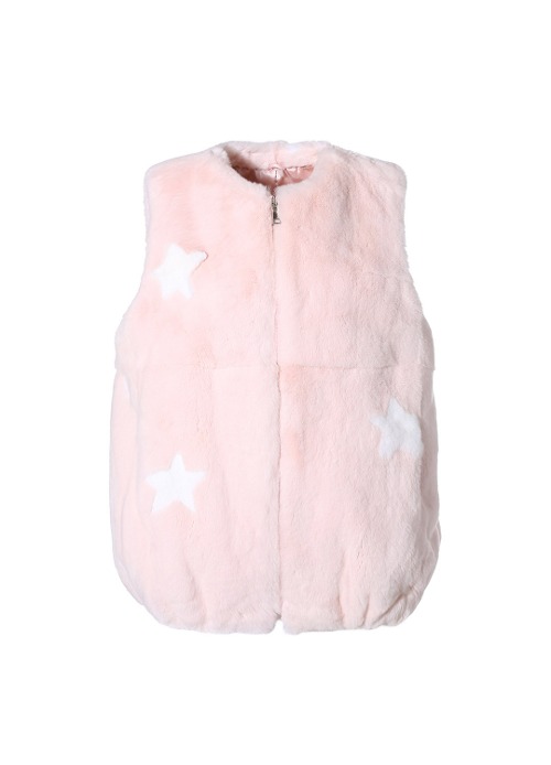Creamy star fur vest [Pink]