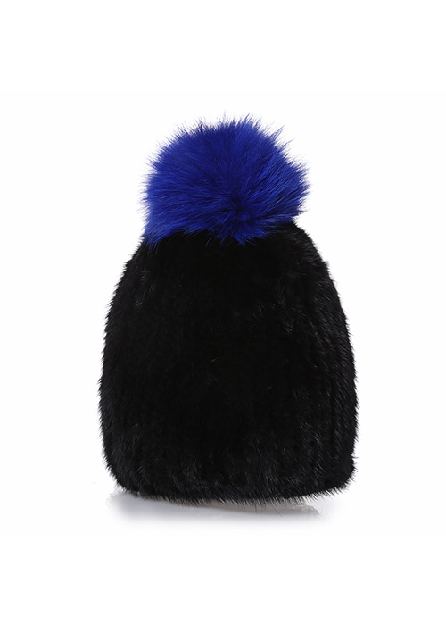 Mink hat [Black &amp; blue]