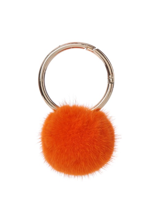 Mink pompom key ring [Orange]