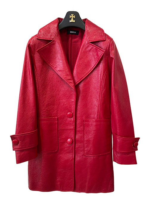 Enamel leather jacket [Red]