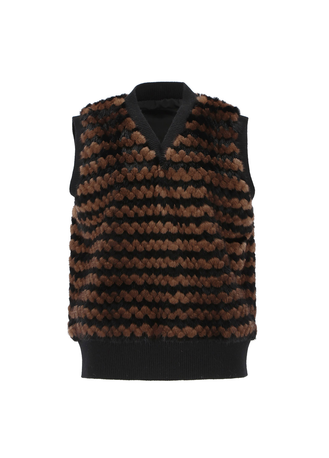 Mink knit vest [Brown]