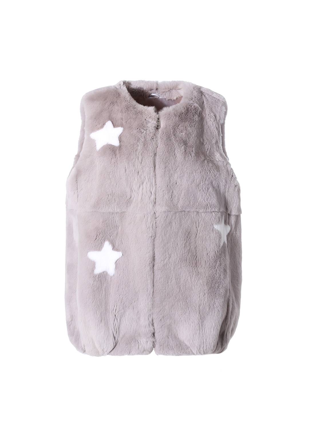 Creamy star fur vest [Grey]