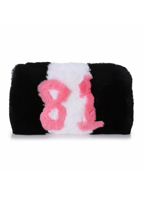 Mini fur bag - Stripe 81 [Black &amp; Baby pink]