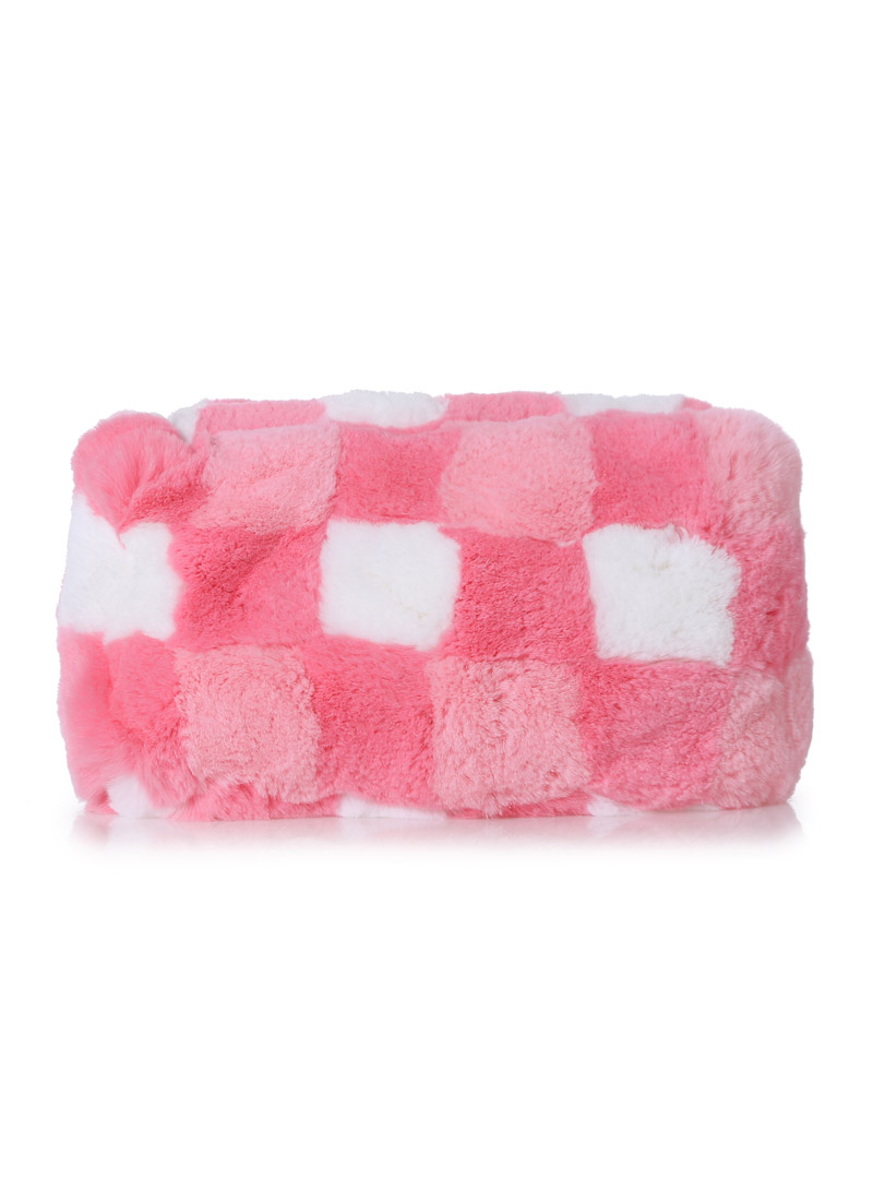 Mini fur bag - Check [Pink &amp; Baby pink]