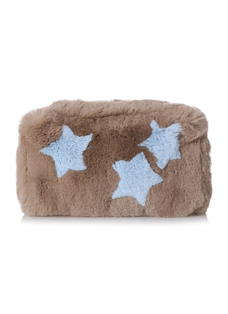 Mini fur bag - Star [Beige &amp; Baby blue]